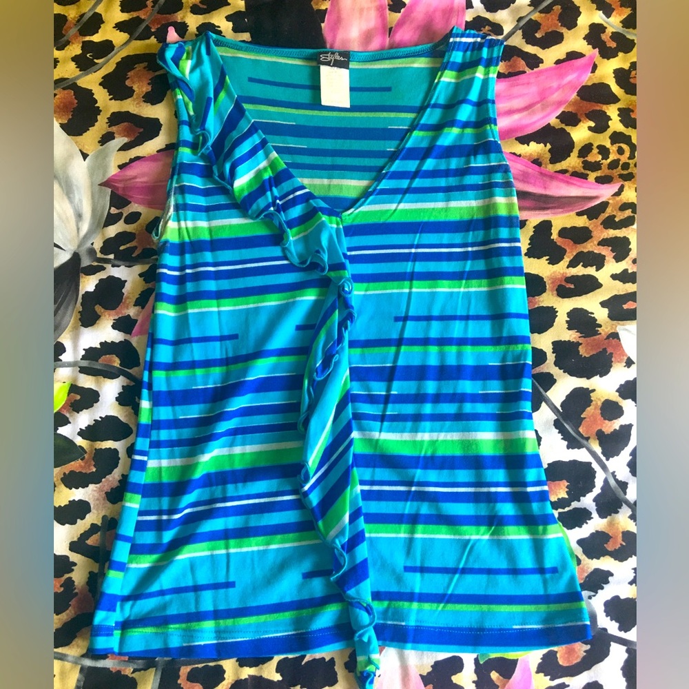 Sexy turquoise and green sleeveless top